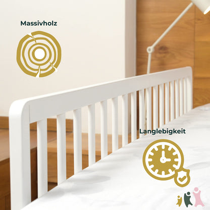 Geuther wooden bed guard | Bed rail for children | Bed guard as fall protection for bed | Baby bed guard for parents' bed, children's bed guard & baby bed in 140 cm length, white.