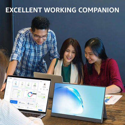 cocopar Portable Monitor 15.6 inch 1080P Travel Monitor 85% sRGB with Speaker HDMI USB-C External Display for Laptop MacBook Surface PC Xbox PS4/5, VESA mountable with Cover Stand