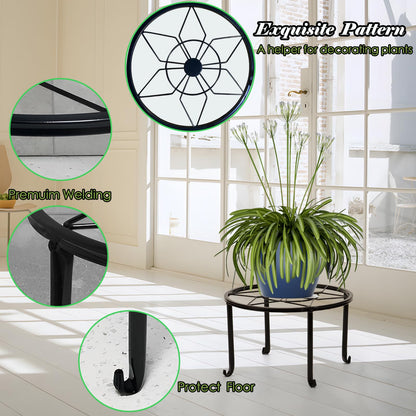 Santentre 5 Pack Plant Stand, Heavy Duty Plant Shelf, Black Metal Flower Stand Indoor Outdoor, Rustproof Iron Plant Stand Flower Bench for Indoor Multiple Plant Display Decor.