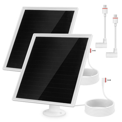 6W Solar Panel for Ring Camera, Surveillance Camera Solar Panel with 360° Adjustable, IP66 Waterproof, Monocrystalline Solar Panel with 9.8 Cable for Outdoor, 2 Pack