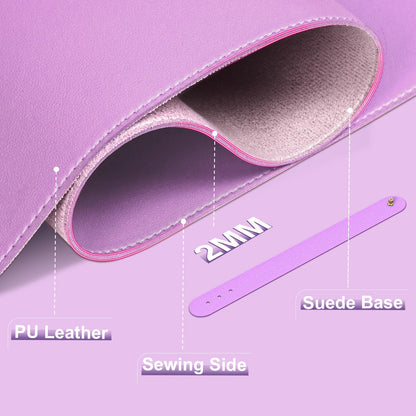 Large desk pad - Double-sided leather desk pad with suede, Waterproof desk pad table protection, Desk pad for writing and painting (Lilac, 120x43cm)