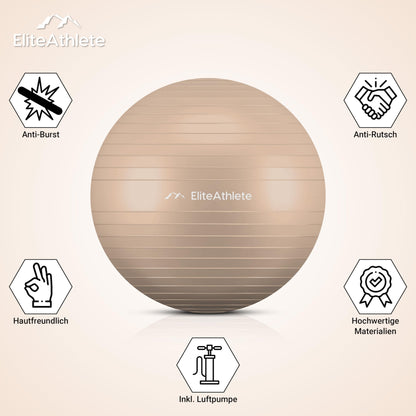 EliteAthlete Gymnastics Ball Chair for Office, Ergonomic with Anti-Burst System - Fitness Pilates Pregnancy - Pregnancy Ball Fitness Ball Yoga Ball - 75cm Yoga Ball including Air Pump.