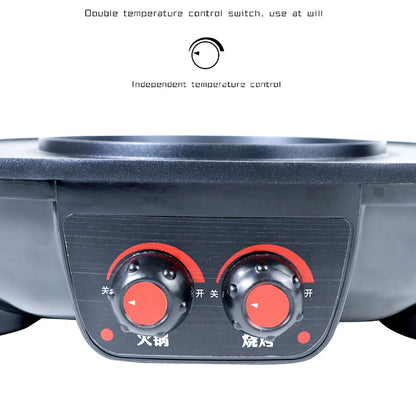 2 In 1 Hotpot and Grill, Electric Hotpot Pot Electric Grill Non-Stick Smokeless Grill Oven, Indoor Korean BBQ Grill Barbecue Fondue Raclette, for 5-6 people