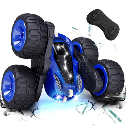 Tecnock 2025 Remote Control Car with 2.4 GHz Remote 360°Flip Stunts Rc Car Monster Truck with Colorful Lights for 6-12 Year Olds Outdoor Toy Gift for Young Children