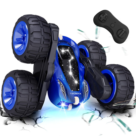 Tecnock 2025 Remote Control Car with 2.4 GHz Remote 360°Flip Stunts Rc Car Monster Truck with Colorful Lights for 6-12 Year Olds Outdoor Toy Gift for Young Children