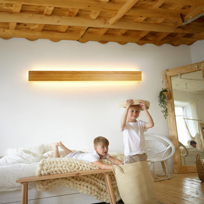 LED wall light indoor wood wall lamp bamboo wood long wall light 31W warm white 3000k lamp wood modern wall lighting for bedroom living room hallway staircase indoor lighting night light, 100cm