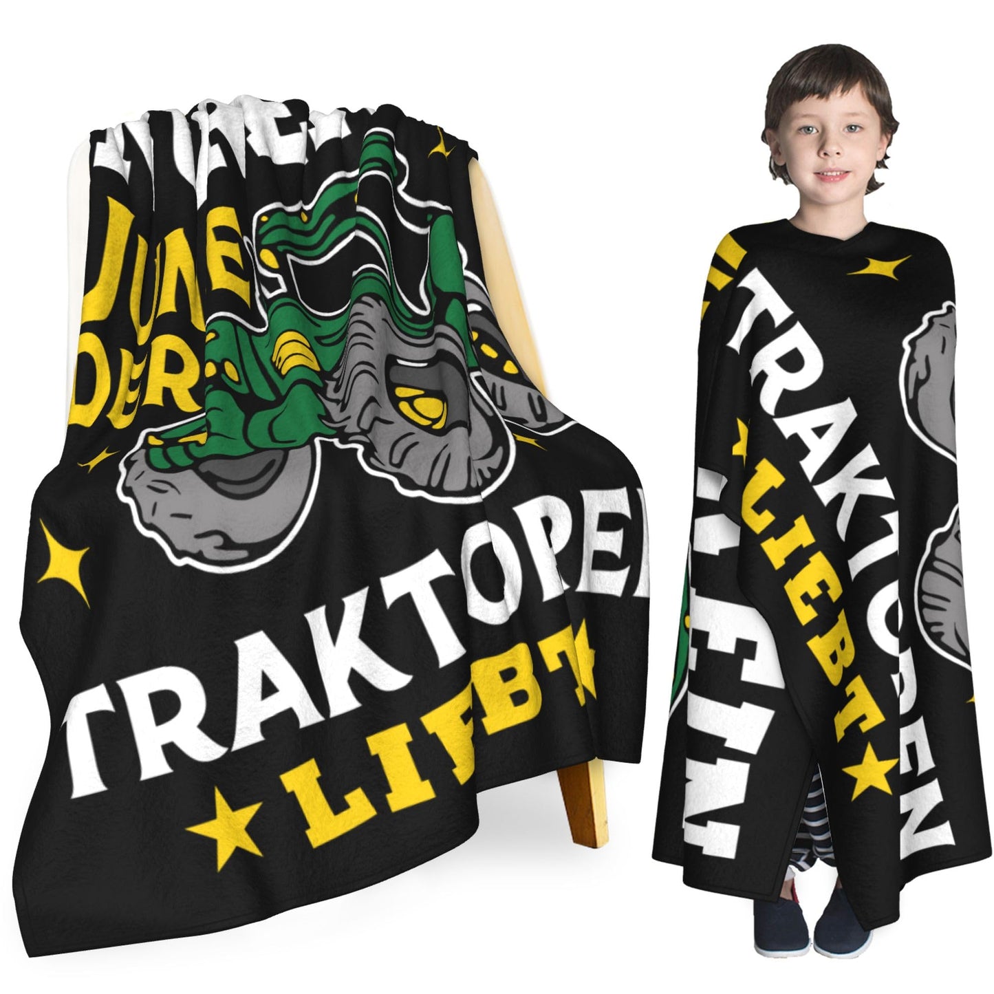 REsPRO Toddler blankets for boys with tractor pattern, silk and soft throw blanket for napping at school or bed, tractor gifts for boys' birthday Christmas (130x150 cm)