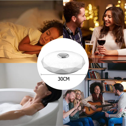 Whole LED ceiling light dimmable with Bluetooth speaker, LED ceiling lamp with remote control or APP control, RGB color changing, music playback for bedroom bathroom living room.