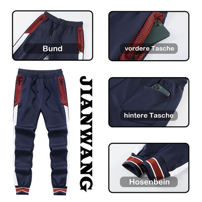 W JIANWANG Men's Training Suit Football Track Suit Sports Suit Casual Sports Jogging Suit For Men Football Training Suit Running Suit Jogging Suit Set Dark Blue 085 S