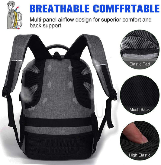 YAMTION backpack for men and women, school backpack for 17.3 inch laptop, waterproof business daypacks for boys and teenagers with USB charging port.