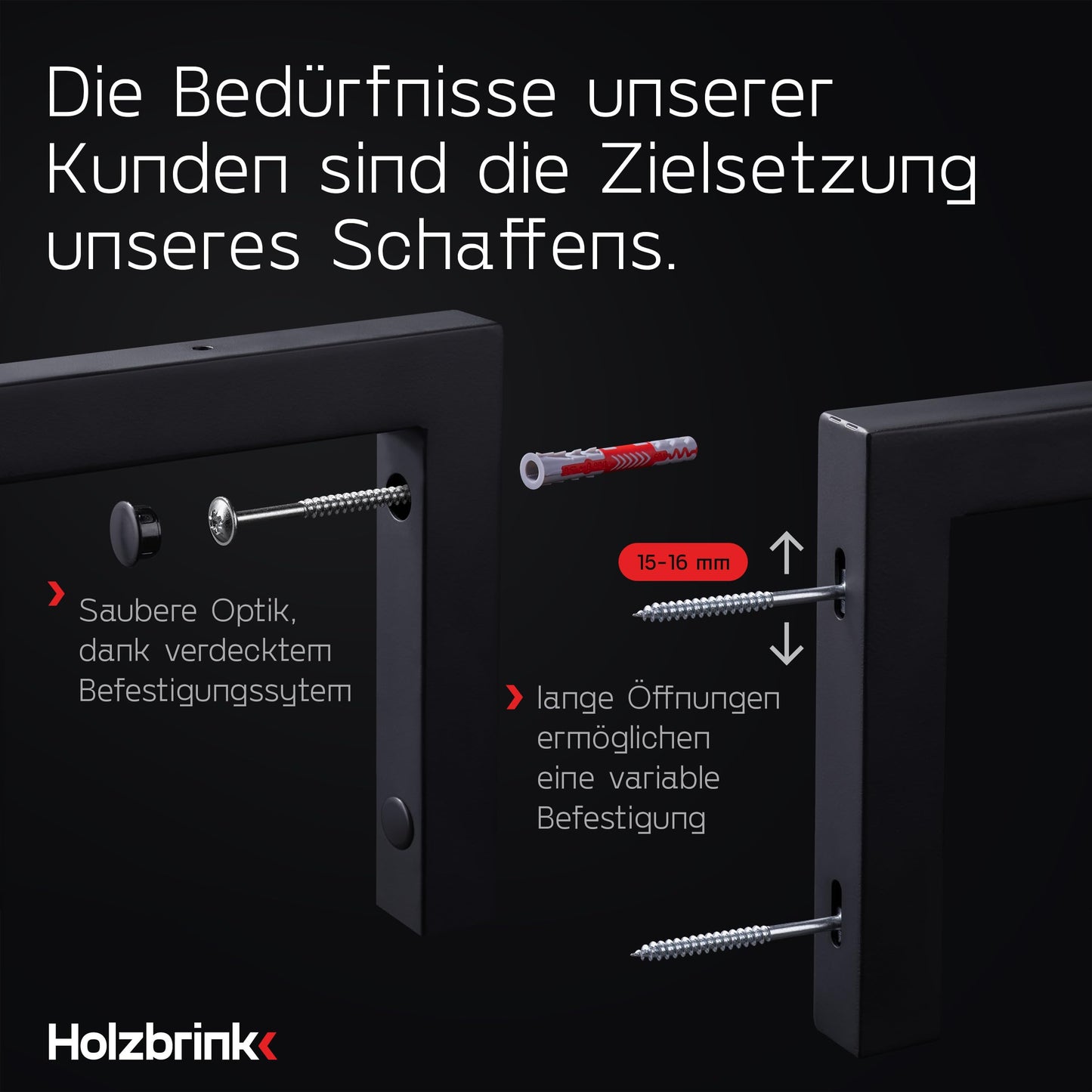 WOODBRINK 2X Wall bracket black for washbasin, design and stable washbasin holder or angle for wall shelf, sink base wall mount for washbasin top, 350x150 mm