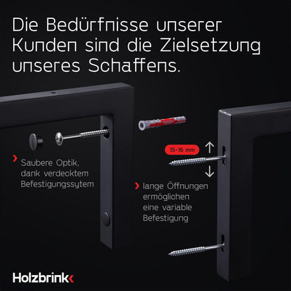 WOODBRINK 2X Wall bracket black for washbasin, design and stable washbasin holder or angle for wall shelf, sink base wall mount for washbasin top, 350x150 mm