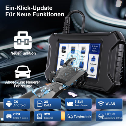 Car diagnostic tool, MUCAR CS5 OBD2 diagnostic tool with 5 system diagnoses (ECM/SRS/ABS/BCM/TCM), car diagnostic tool for AutoVIN, Android 7.0, free to use.