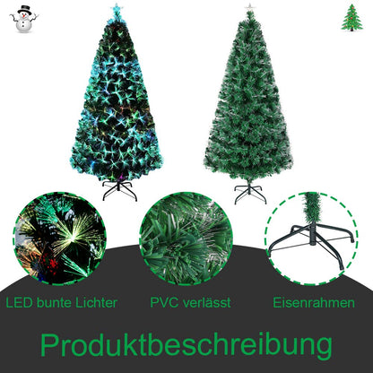 Artificial Christmas Trees 180CM Fibre Optic Christmas Tree with Pine Needle LED Lighting for Christmas Decoration at Home and Office (200 LEDs, Multicoloured Pine Needle)
