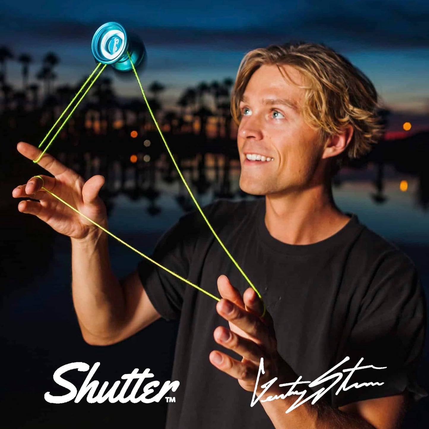YoYo Factory Shutter Yoyo - Unresponsive professional yoyo made of full metal - Bearing equipped yoyo - Used by world champion Gentry Stein - Toy for kids and adults - Blue.