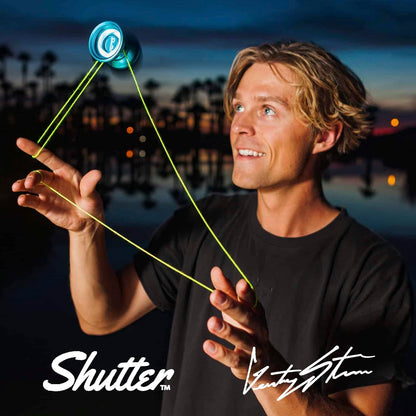 YoYo Factory Shutter Yoyo - Unresponsive professional yoyo made of full metal - Bearing equipped yoyo - Used by world champion Gentry Stein - Toy for kids and adults - Blue.