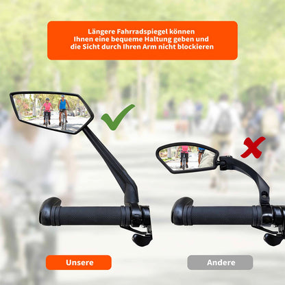 Homieway Bike Mirror 2 Pack, 360° Rotatable Extra Large Bike Rearview Mirror, HD Shatterproof Real Glass Scratch Resistant Bicycle Mirror for E-Bike Handlebar Universal Bike Rearview Mirror (left - right)