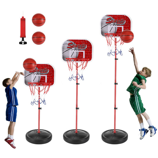 vvhippo Kids Basketball Hoop, Outdoor Basketball Hoop with 2 Basketballs and a pump, Adjustable Height Basketball Hoop, for children aged 3 to 8, for indoor and outdoor basketball hoops