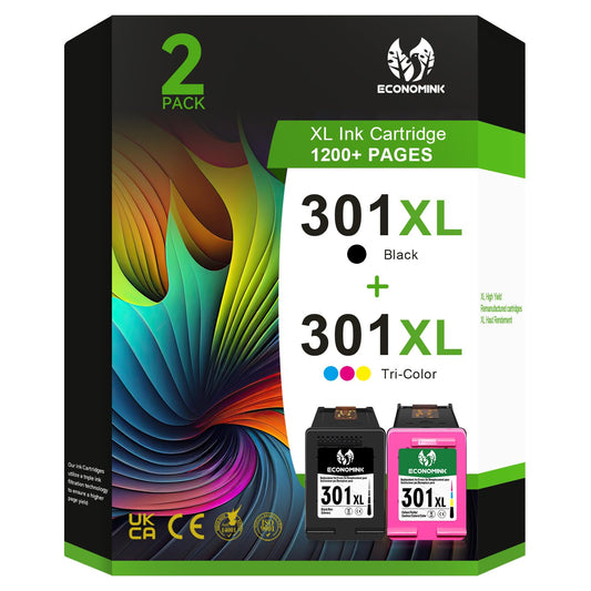 301XL printer cartridges multipack compatible with HP 301 printer cartridges, 301XL black and color for DeskJet 3050 1050 1510 2544 2549 Envy 4500 4504 5530 5534 OfficeJet 2620 4630 4632 4634 printer.