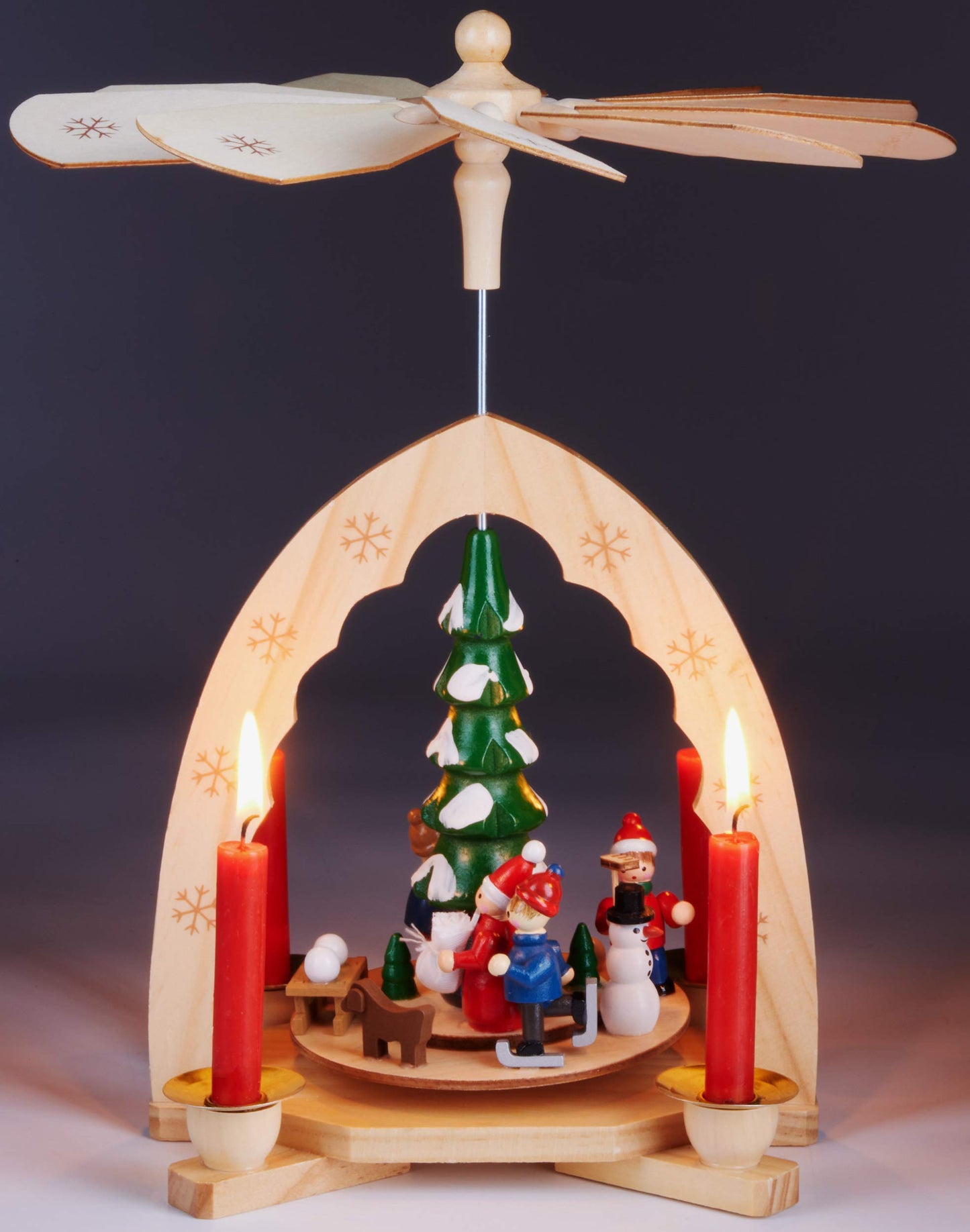 BRUBAKER Christmas Pyramid - Nativity and Winter scenes - Tea light pyramid and candle pyramid made of glass or wood - Black White Brown