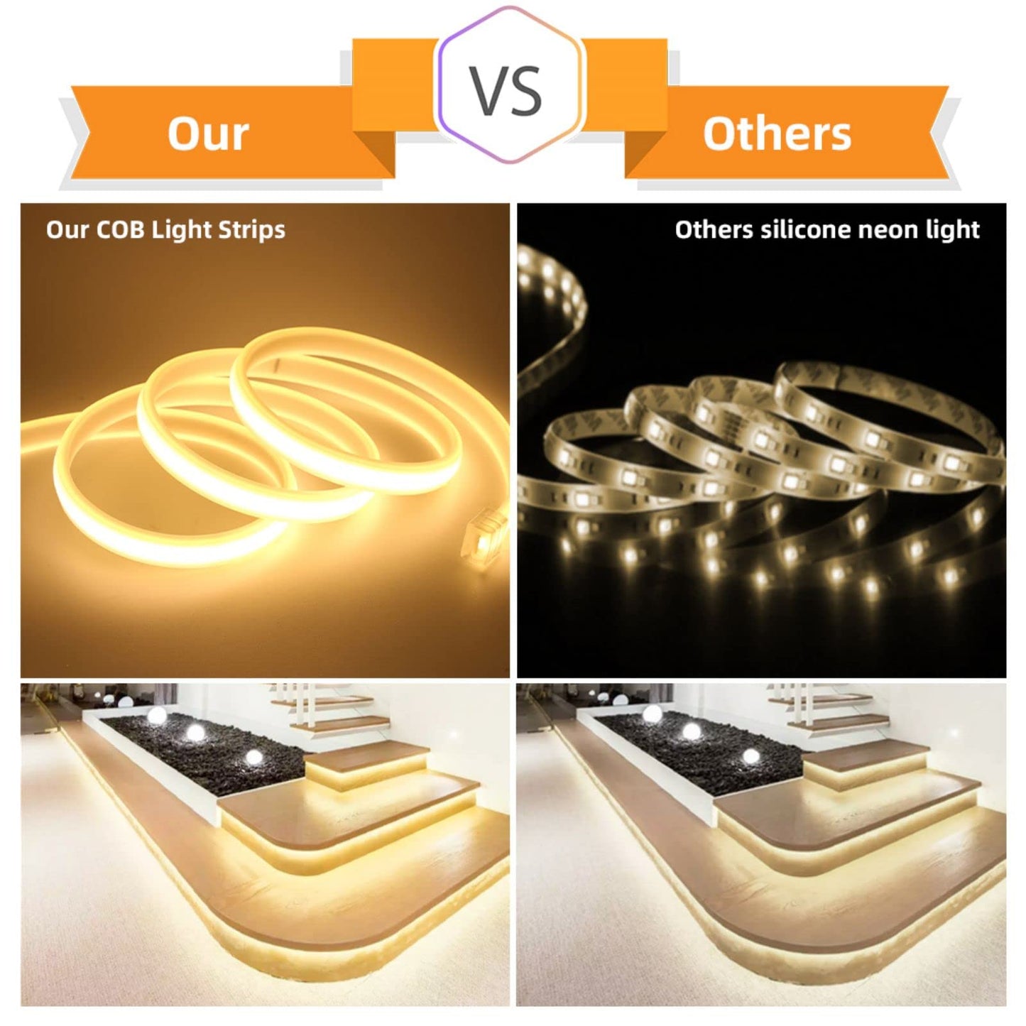 Wisada 220V LED Strip 30M, 288 LEDs/m Flexible High Density Warm White 3000K CRI≥85 FCOB LED Tape, IP65 Waterproof Super Bright COB LED Light Strip with Switch Plug for Bedroom, Cabinet Lighting