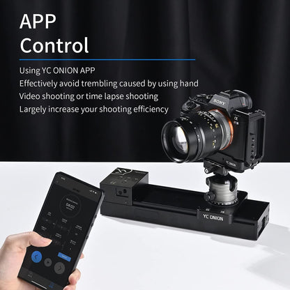 YC Onion 20cm Mini Motorized Camera Slider, Mobile Camera Slider with Motor, 4-Axis Linkage compatible with Zhiyun/DJI Ronin-S/RS 2/RS 3 Pro Stabilizer, Video Mode & Time-lapse Photography