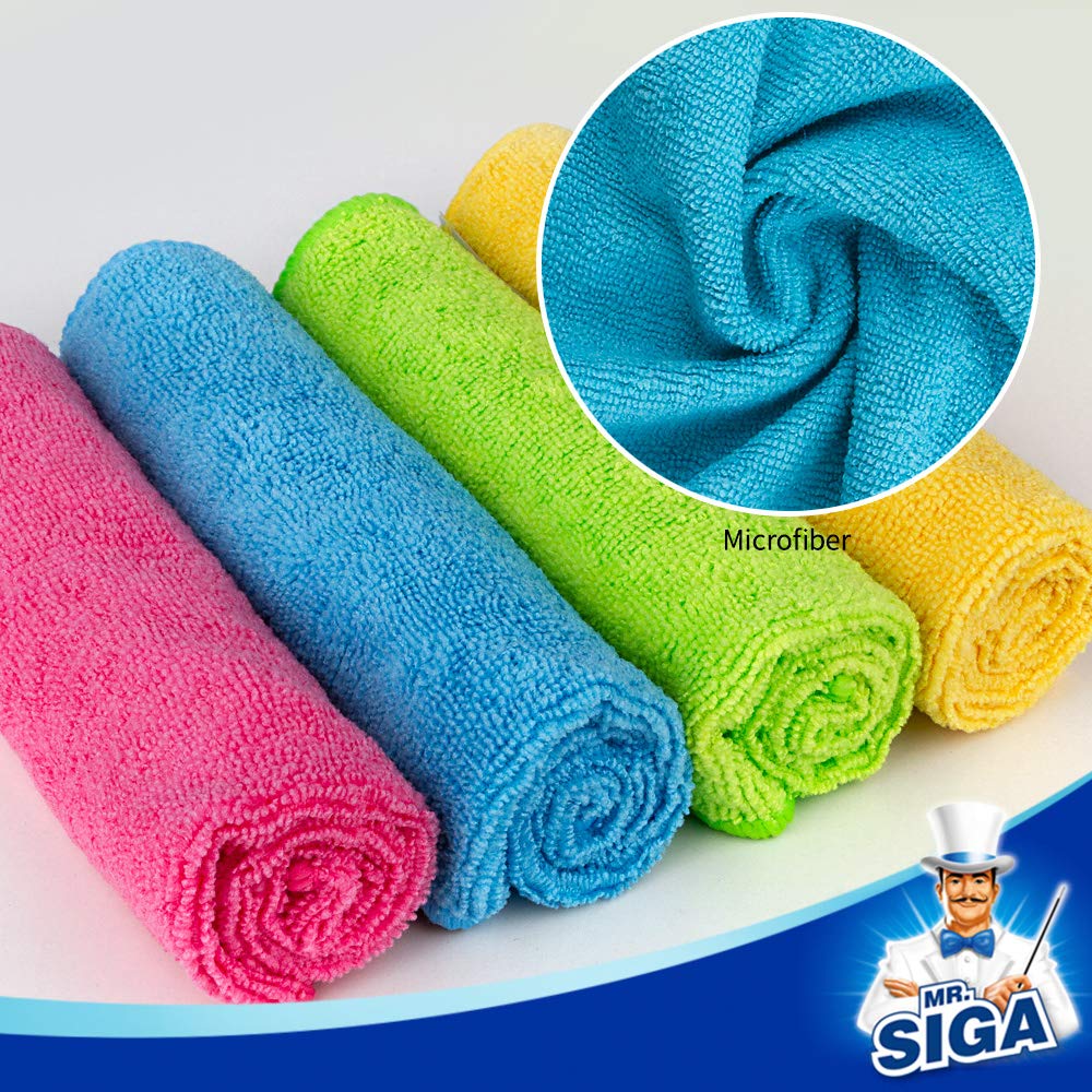 MR. SIGA Microfiber Cleaning Cloths Rags Window Cloth Microfiber Towels Dish Towels, 20 pieces, 32 x 32 cm.