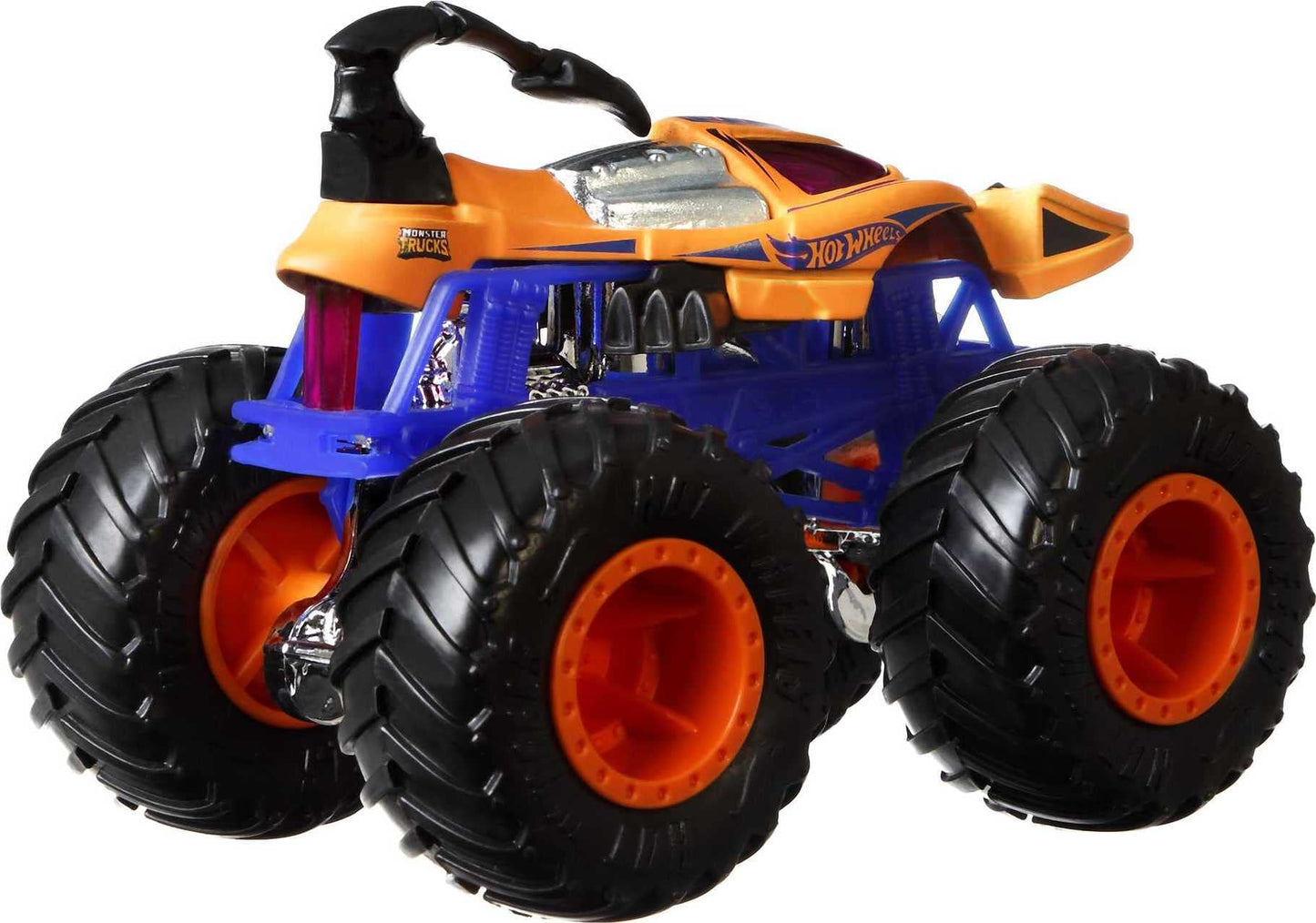 Hot Wheels GBP23 - Monster Trucks 1:64 Die Cast Assortment with huge wheels, gift for kids aged 3-6, includes 4 toy cars, Black, 4-pack