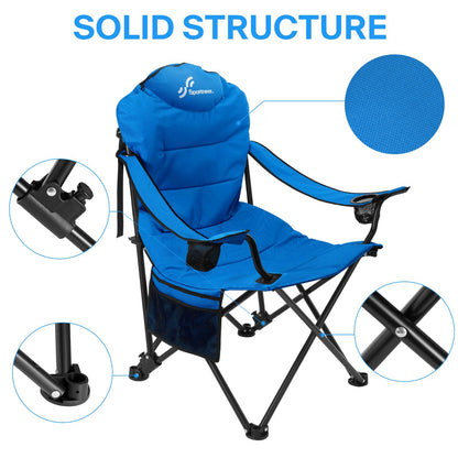 Sportneer Folding Camping Chair: Foldable camping chair up to 160 kg with 3 adjustable angles, backrest, headrest, and carrying bag. Blue, 2-pack.