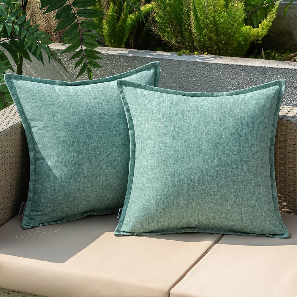 EMEMA Outdoor Cushion Weatherproof Cushion Cover Waterproof Sofa Cushion Waterproof Decorative Cushion 50x50 cm Pillow Covers Decorative Pillow Cover Set of 2 for Garden Sofa Living Room Bed Cyan