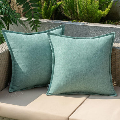 EMEMA Outdoor Cushion Weatherproof Cushion Cover Waterproof Sofa Cushion Waterproof Decorative Cushion 50x50 cm Pillow Covers Decorative Pillow Cover Set of 2 for Garden Sofa Living Room Bed Cyan
