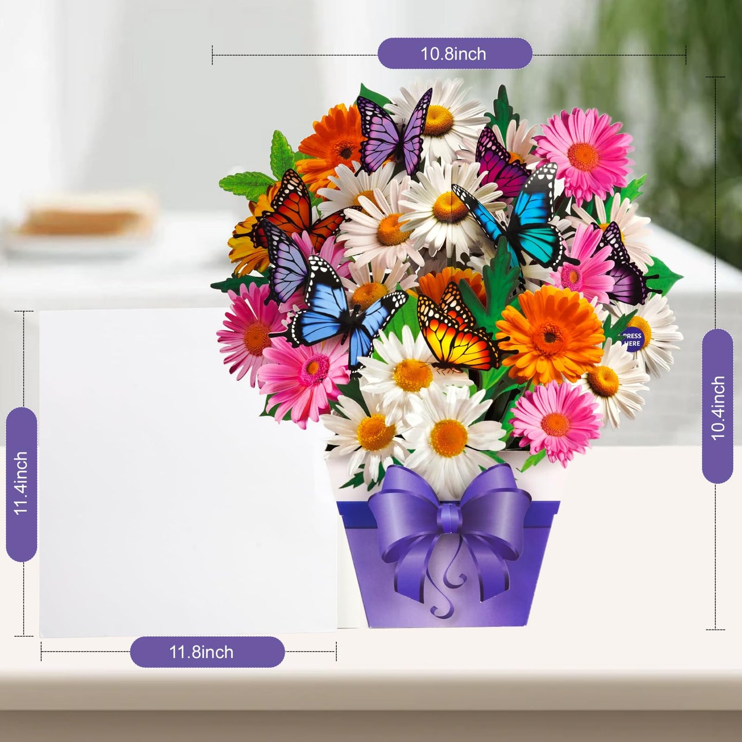 APOTODITO Butterfly Card, 3D Pop-Up card with music and lights, 3D Pop-Up bouquet, Birthday card, Anniversary card, Mother's Day card for women, mothers, and wives.