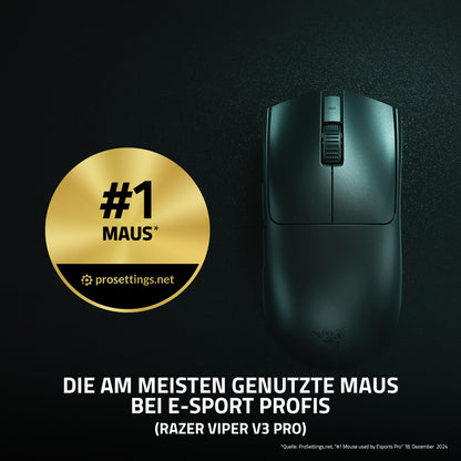 Razer Viper V3 Pro - Ultralight wireless esports gaming mouse (8k polling rate, 54g lightweight design, Focus Pro sensor 35K DPI, HyperSpeed Wireless, 95 hours battery life) Black