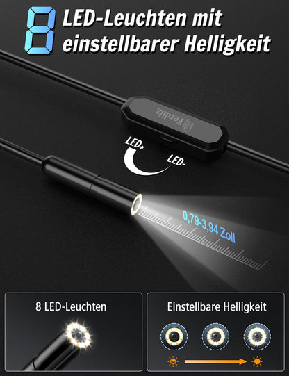Endoscope camera with light, Ferdiiz 1920P HD Endoscope Camera for Phone with 8 LED, Waterproof IP67 Inspection Camera, No WiFi Needed Drain Camera for Android & iOS, Tablet - 32.8 ft/10 m