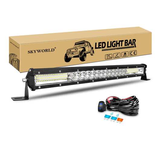 SKYWORLD LED work light bar 50cm 180W floodlight spotlight combo off-road lighting LED additional spotlight for 4x4 SUV ATV UTV car tractor, with 12V wiring harness.