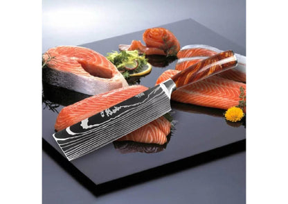 Flint kitchen knife set 5 pieces, extremely sharp cooking knives made of high quality stainless steel, professional knife set with ergonomic resin handle in gift box.