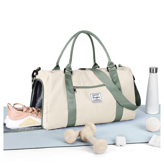 HYC00 Sport Duffel Bag for Men and Women, Gym Bag with Wet Pocket & Shoe Compartment, Travel Duffel Bags Overnight Bag Travel Bag Carry-on Bag Fitness Bag Workout Bag Weekender Bag, Beige Green