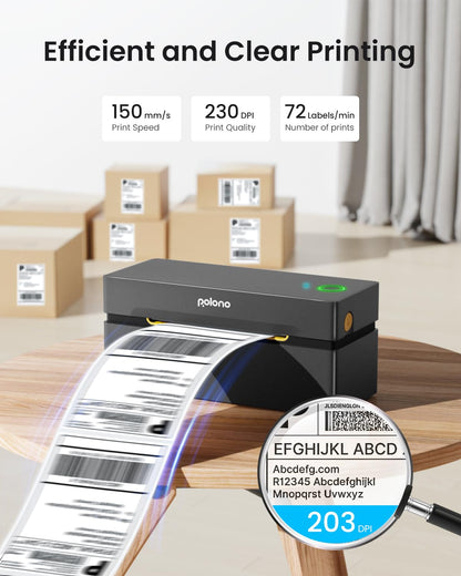 POLONO Bluetooth Label Printer, Labeling Machine 4x6 DHL label printer, Label Printer for iOS, Android, Windows and Mac, Compatible with Amazon, Ebay, Shopify, Etsy, USPS (black)