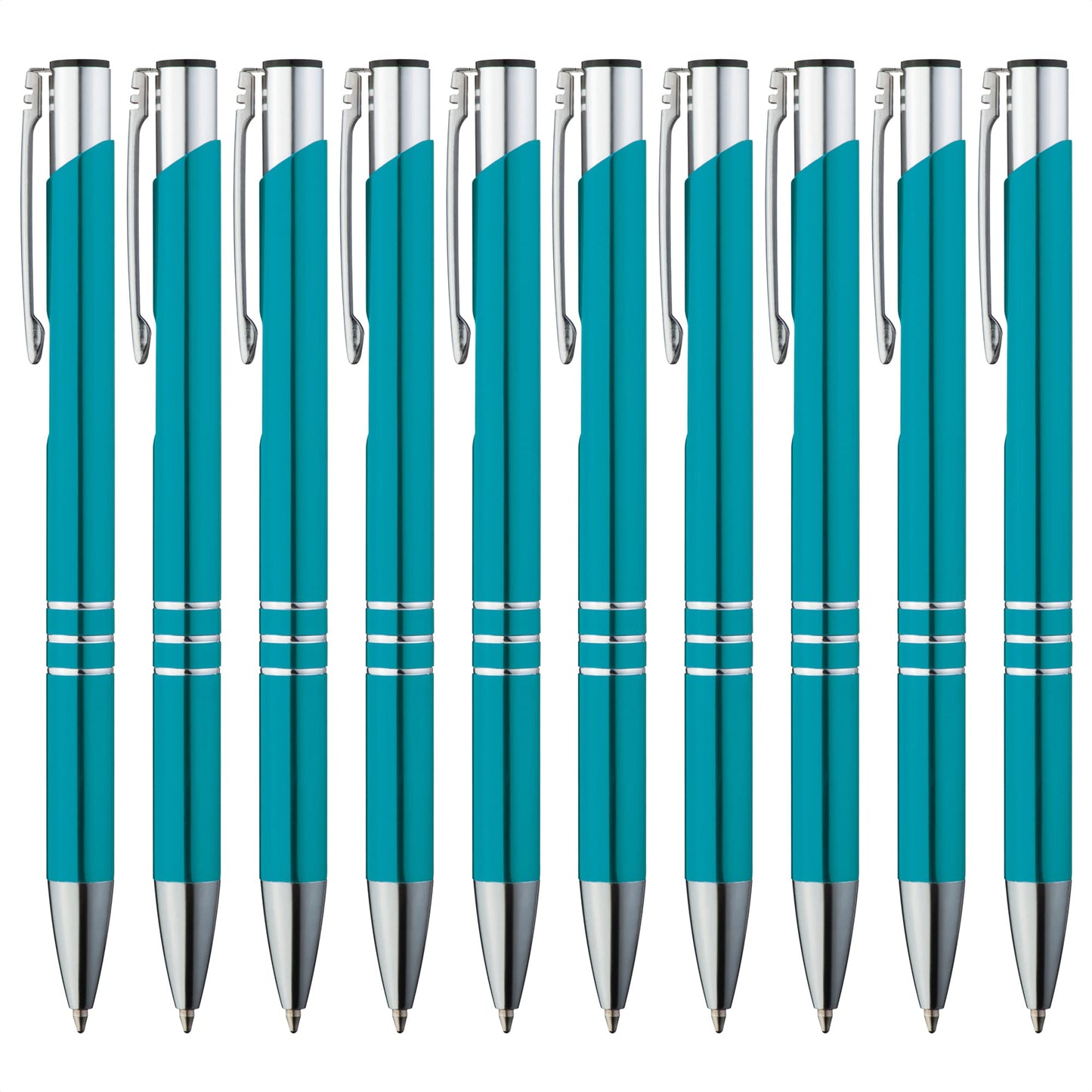 GIMEI® Metal Ballpoint Pens 50 Pack | Premium Ballpoint Pen Set High Quality, pen for easy & smooth writing | Blue Ink Ballpoint Pen Turquoise as an eye-catcher