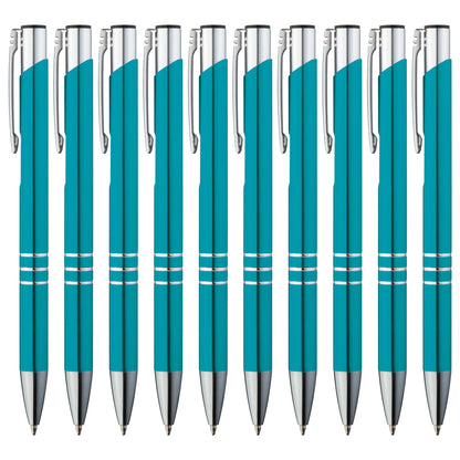 GIMEI® Metal Ballpoint Pens 50 Pack | Premium Ballpoint Pen Set High Quality, pen for easy & smooth writing | Blue Ink Ballpoint Pen Turquoise as an eye-catcher