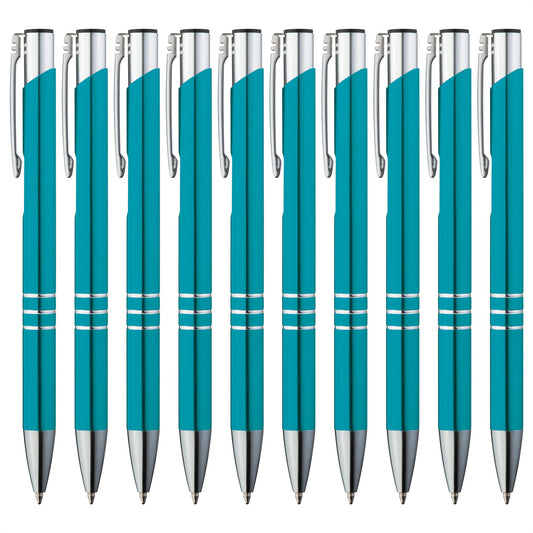 GIMEI® Metal Ballpoint Pens 50 Pack | Premium Ballpoint Pen Set High Quality, pen for easy & smooth writing | Blue Ink Ballpoint Pen Turquoise as an eye-catcher