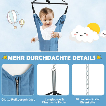 COSTWAY Baby Door Jumper, Adjustable Length, Door Swing, Door Frame Jumper with Door Clamp, for Infants 6-12 Months (Blue)