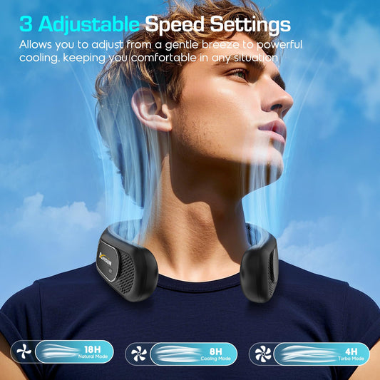 anysun Neck Fan, Hands-Free Bladeless Fan, Rechargeable 6000mAh Neck Fans, Cooling Neck Fan, 3 Speeds, USB Fans Gifts for Men, Women
