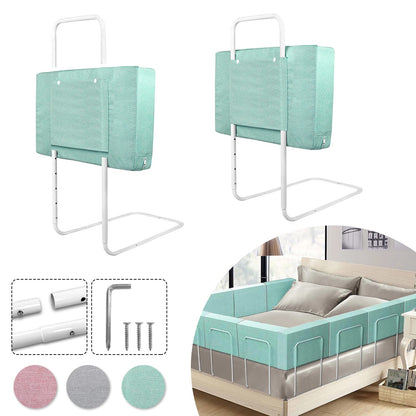2X bed rail bed guardrail for children 50cm 5-hole height adjustable - bed safety guard children, children's bed rail for family bed and children's bed (100cm, Green Lake)