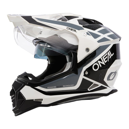 O'NEAL | Motorcycle Helmet | Enduro Bike | Ventilation openings for maximum airflow & cooling, integrated sun visor | Sierra Helmet R V.24 | Adult | Black White Gray | Size XXL
