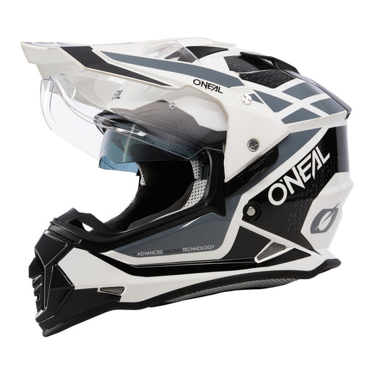 O'NEAL | Motorcycle Helmet | Enduro Bike | Ventilation openings for maximum airflow & cooling, integrated sun visor | Sierra Helmet R V.24 | Adult | Black White Gray | Size XXL