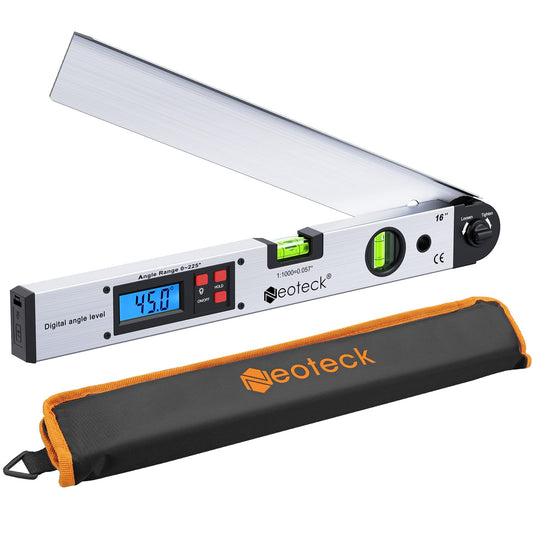 Neoteck Digital Angle Finder 400mm with LCD Spirit Level 0-225° Digital Inclinometer Angle Measuring Tool for vertical horizontal Dual-Level.