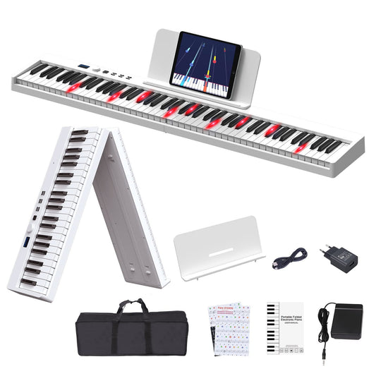 OYAYO Piano 88 Keys Keyboard Support Illuminated Keyboard and MIDI Bluetooth, Digital Piano with Piano Sticker Music Stand for Beginner Child Adult or Gift