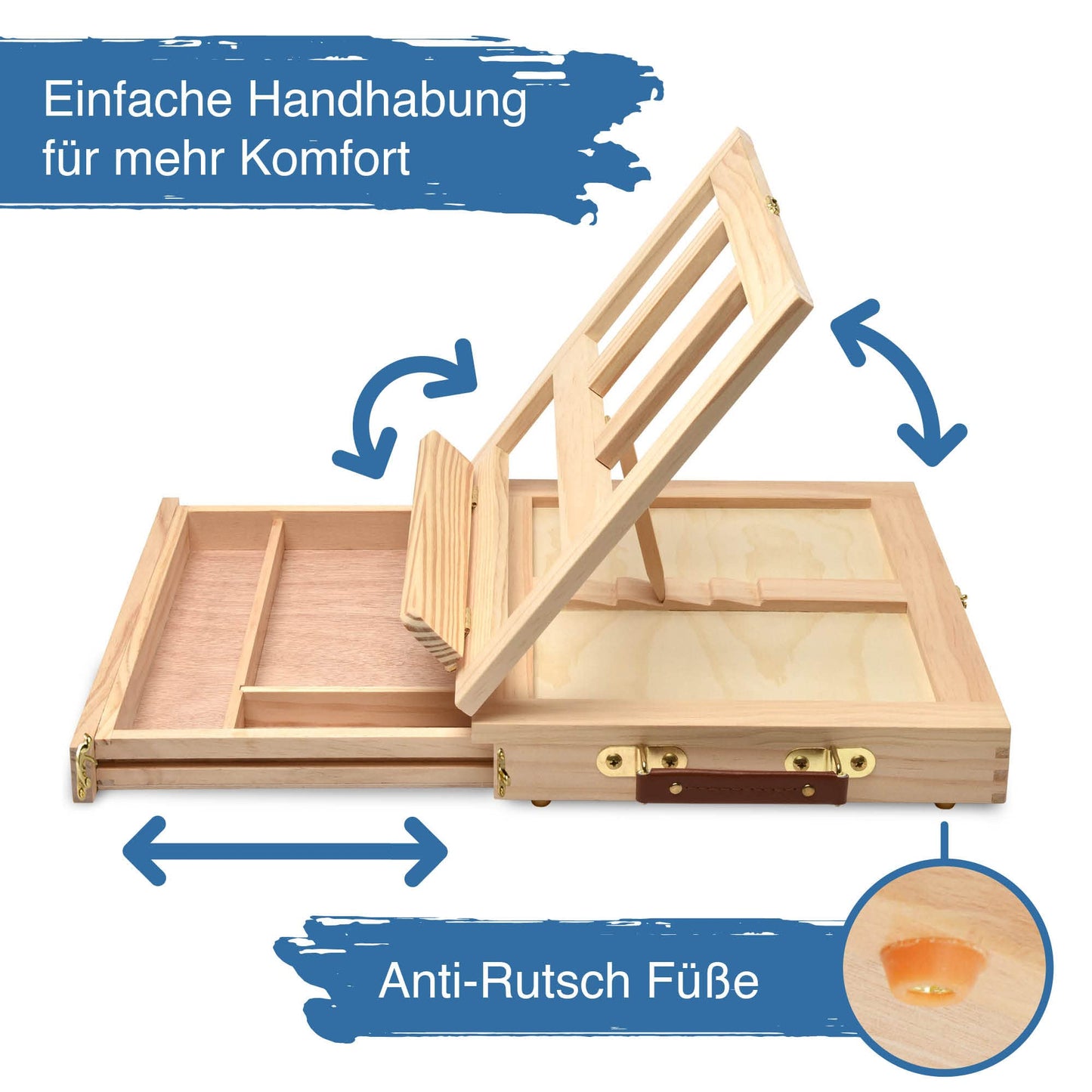 Artina 19-piece acrylic painting set with carrying case easel Milano - artist set painting case 12x 12ml acrylic paint set, brushes & stretcher canvas set - artist carrying case table easel beginner hobby painter painting set