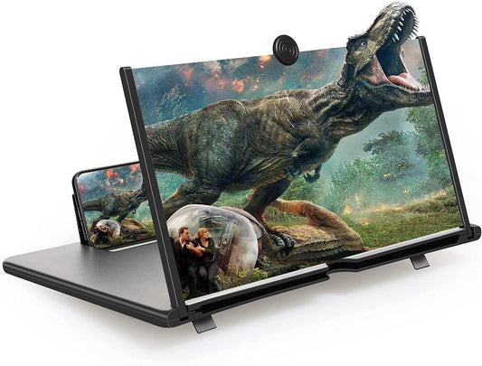 STEBRUAM 16 inch Mobile Phone Magnifier, 3D HD Mobile Screen Magnifying Videos Extendable HD Screen Blue Light Folding Amplifier Holder Magnifying Glass for all Smartphones